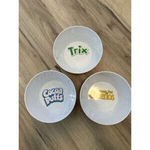 3 General Mills Melamine Cereal Bowls Cocoa Puffs Trix Honey Nut Cheerios
